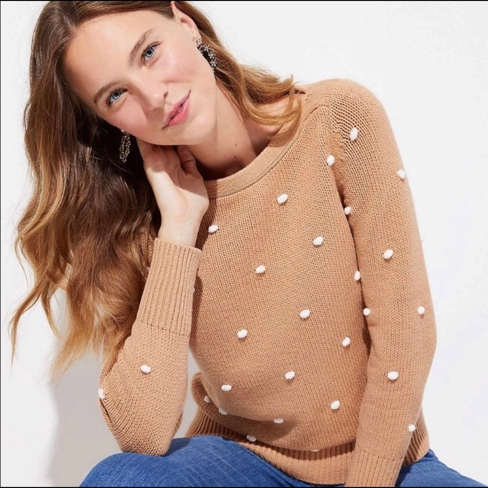 Loft Bobble Stitch Sweater in Camel